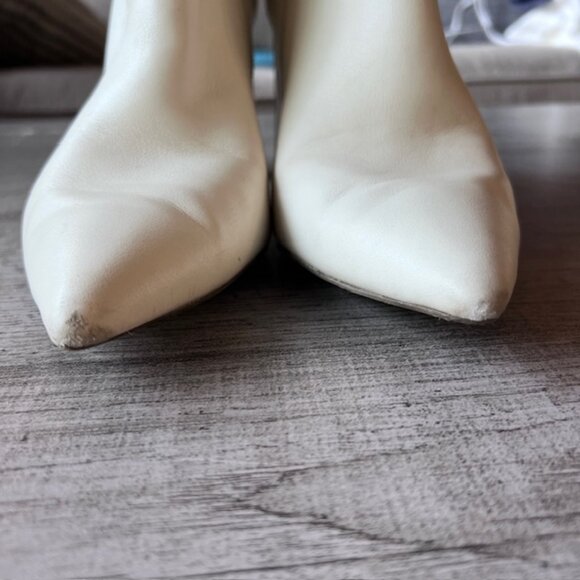 Marc Fisher Womens Glorify Leather Pointed Toe Zipper Boots Ivory Size 10 - Picture 5 of 12